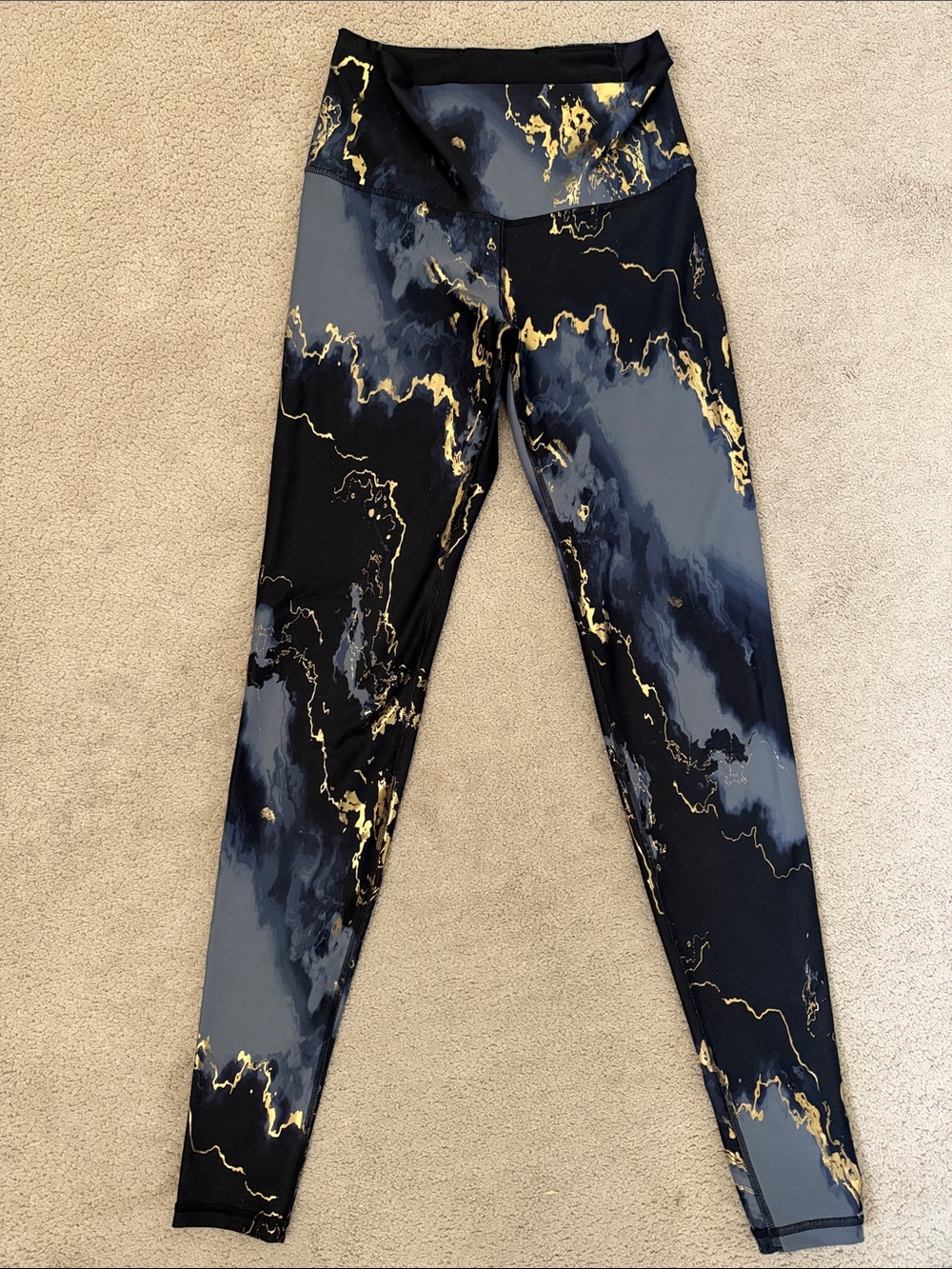 Old Navy Active Powersoft Extra High Rise Leggings Grey Black Gold Marble Tall M